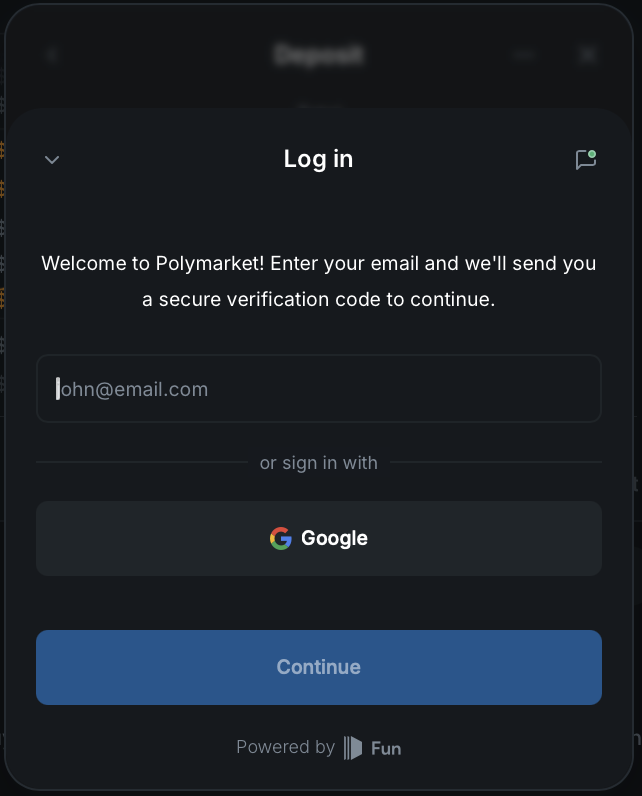 Payment provider window asking for your email
